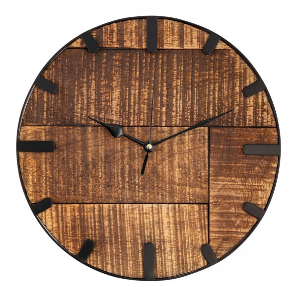 Uhr Holz ø 30 cm Wanduhr 2. Wahl Wohnzimmeruhr modern rund aus Holz Vintage lautlos Mangoholz massiv
