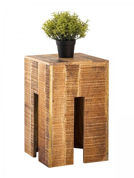 Hocker quadratisch 28 x 45 x 28 cm Blumenhocker Blumensäule Sitzhocker Beistelltisch Mangoholz