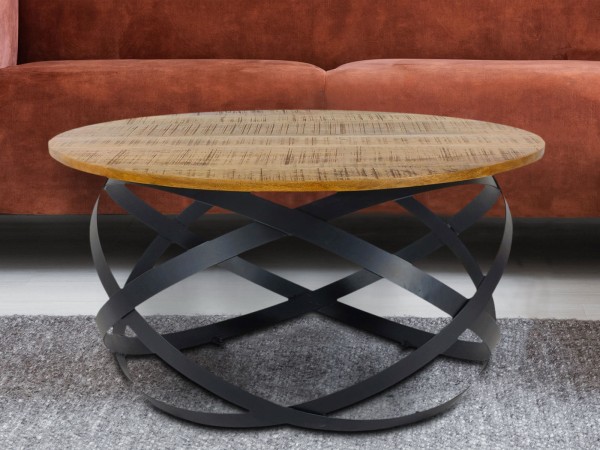 Beistelltisch Couchtisch rund Wohnzimmer Orbit Metall Gestell schwarz