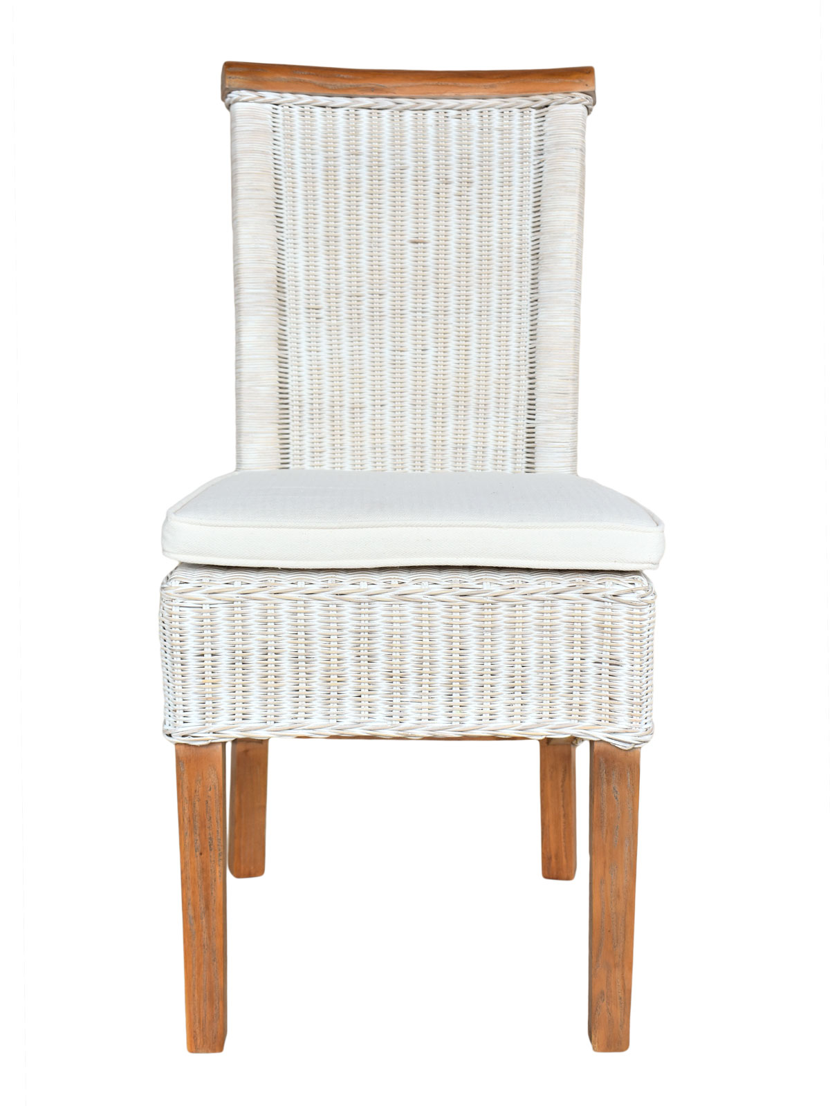 Rattanstuhl Esszimmer Stuhl Weiss Perth Sitzkissen Leinen Weiss Mvg